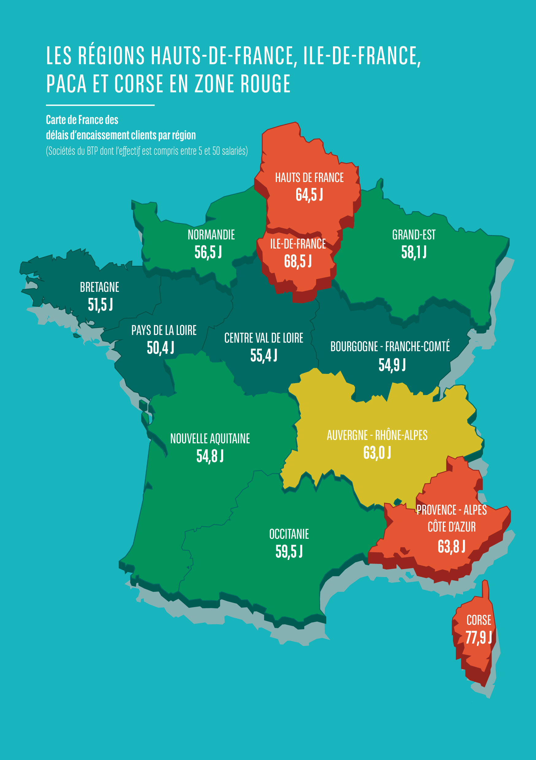 Carte de France des delais de paiement dans le BTP